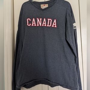 Roots Canada Olympics Right To Play organic cotton long sleeve shirt XXL RARE